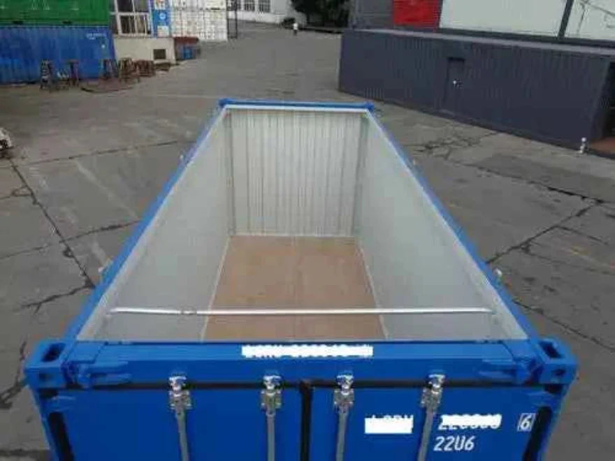 Contenedor marítimo Open Top de 20 pies (techo abierto) – para carga superior de maquinaria y mercancía voluminosa