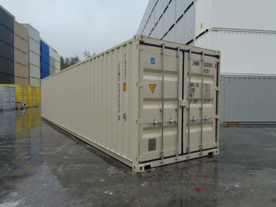 Contenedor marítimo estándar de 40 pies (Dry Van) color RAL 5109 – solución logística y almacenamiento industrial