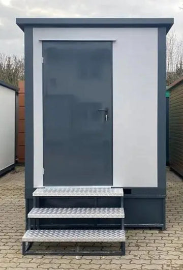 Contenedor sanitario WC Box 2x2 m con cabina doble – módulo prefabricado compacto con doble acceso para obra
