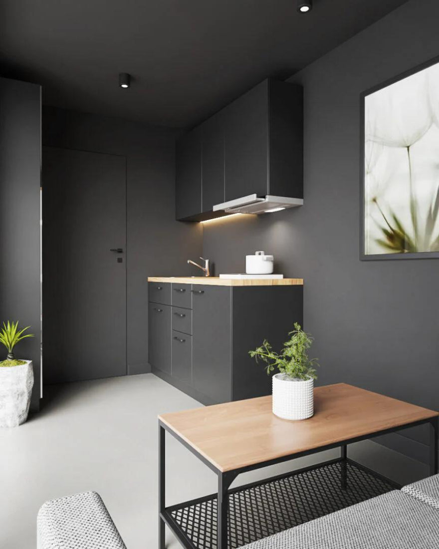 Módulo prefabricado L15 equipado – solución compacta con cocina, baño completo y climatización